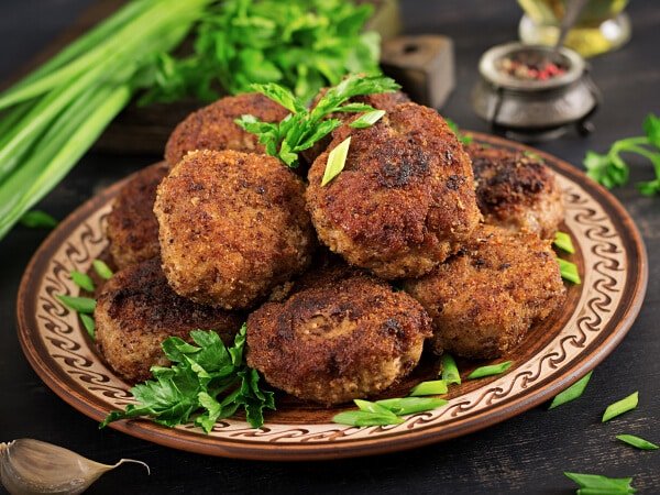 juicy delicious meat cutlets dark table russian cuisine